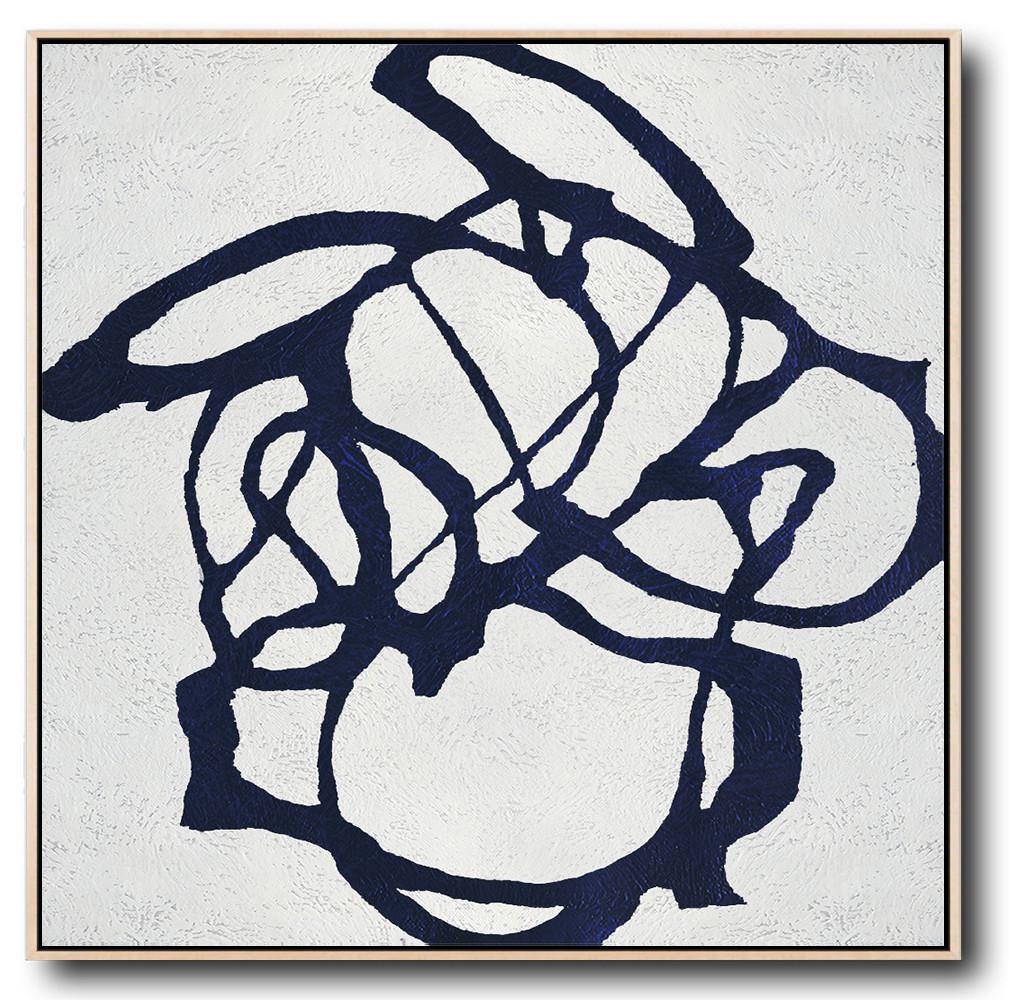 Navy Blue Minimalist Painting #NV134A - Click Image to Close